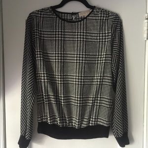 MK Herringbone Sheer Long Sleeve Blouse
